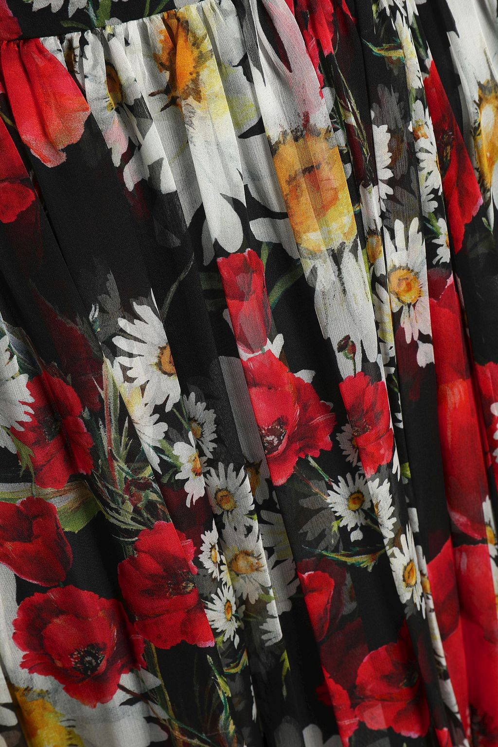DOLCE&GABBANA Pleated floral-print silk-chiffon maxi skirt