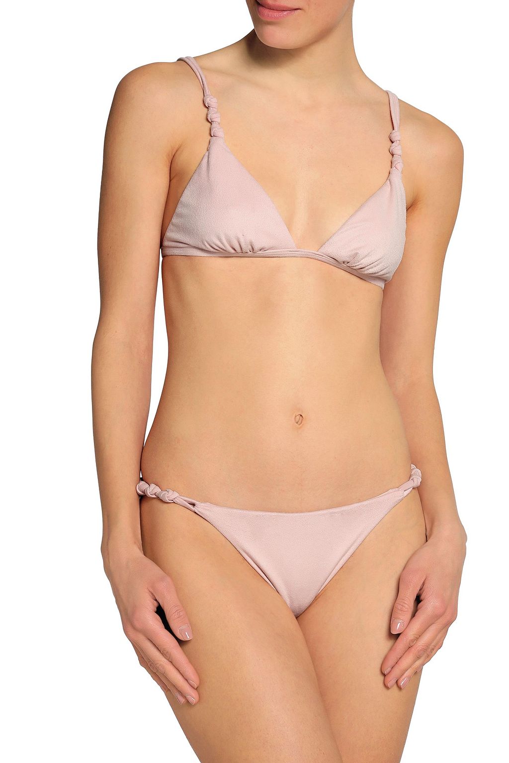 VIX PAULA HERMANNY Knotted faux suede low-rise bikini briefs