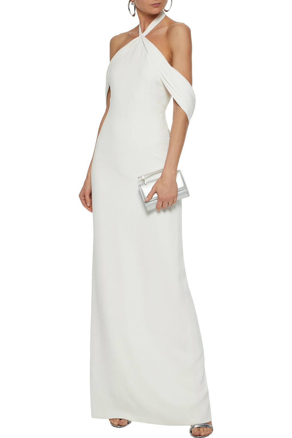 BRANDON MAXWELL Draped crepe halterneck gown