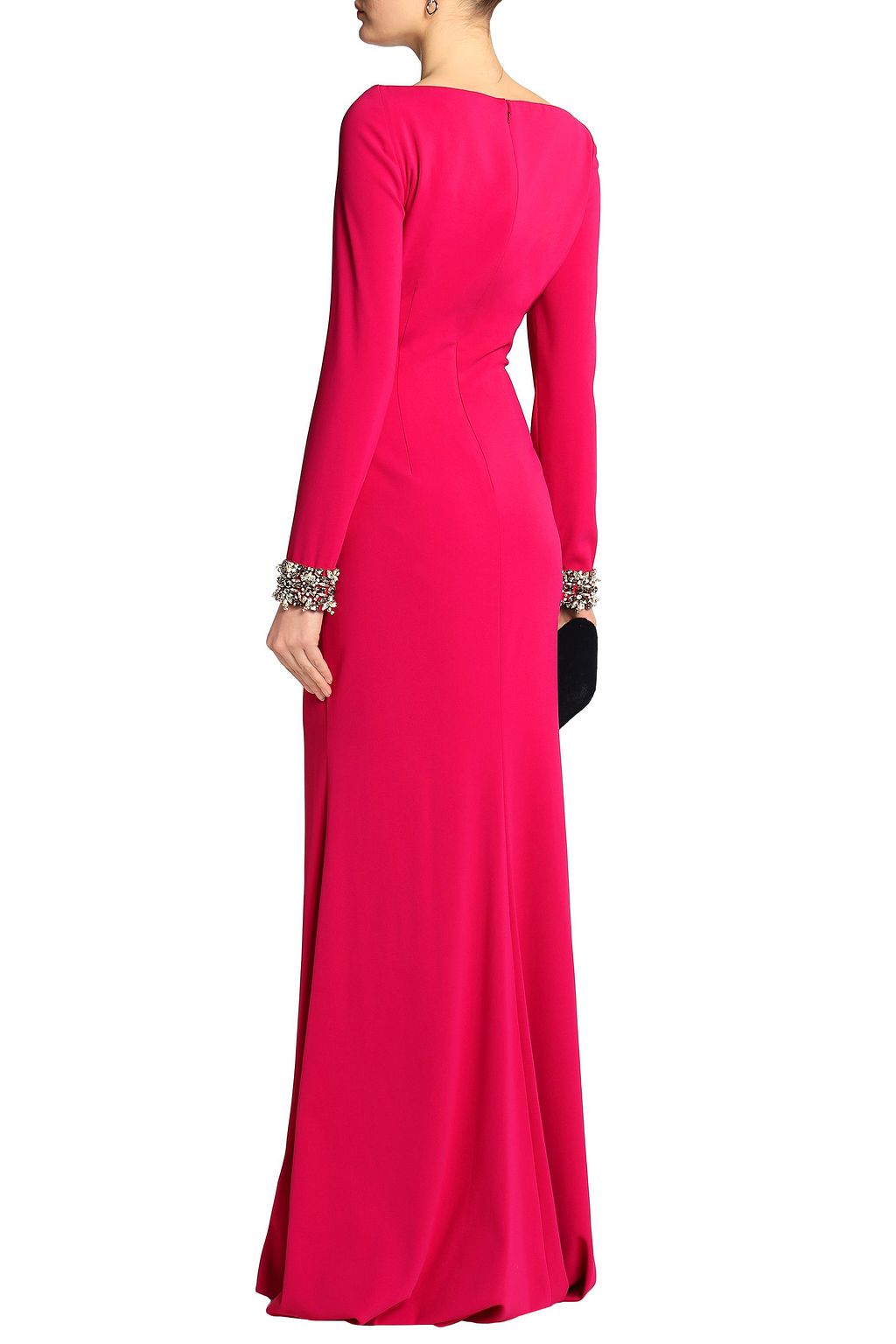 BADGLEY MISCHKA Crystal-embellished crepe gown