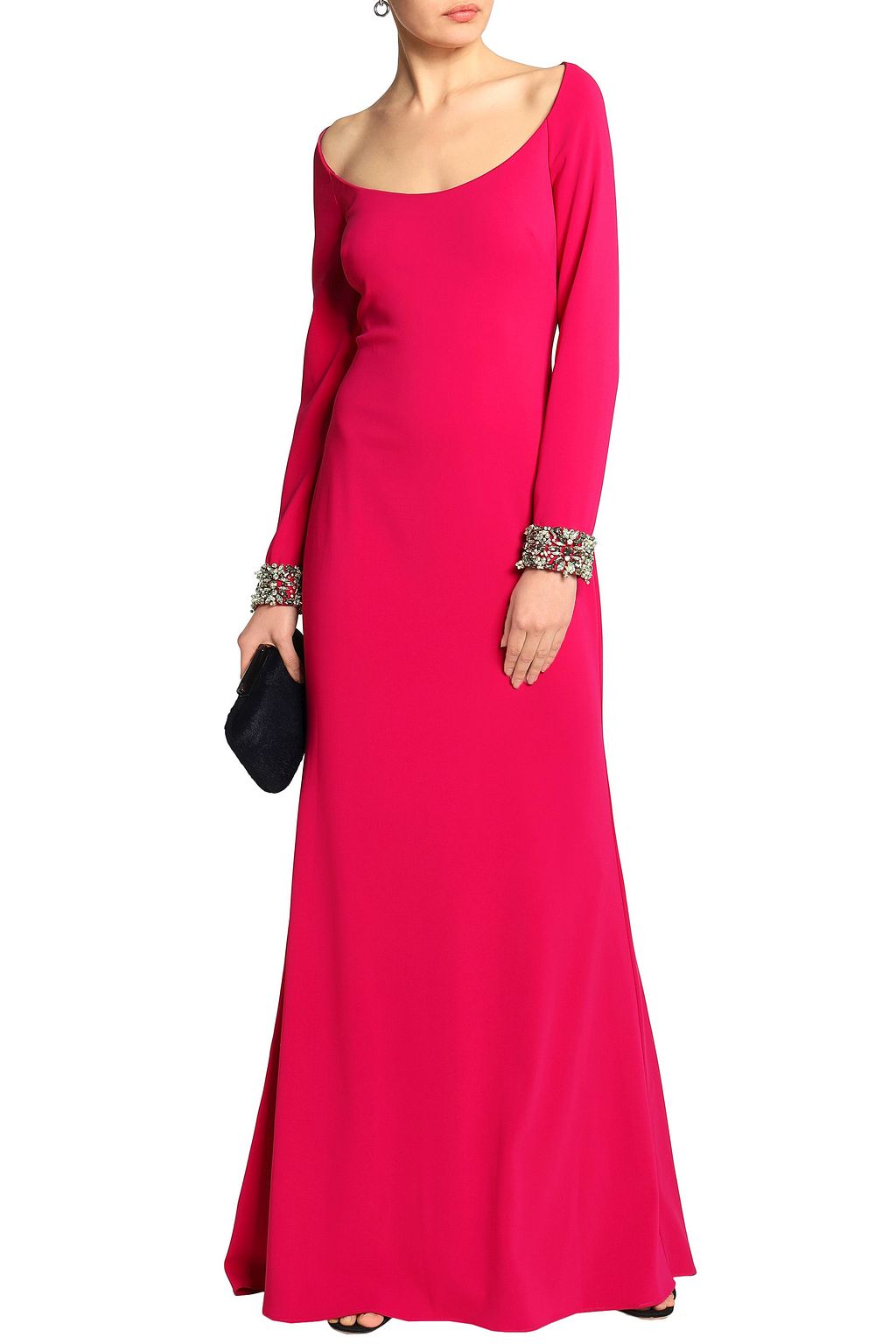 BADGLEY MISCHKA Crystal-embellished crepe gown