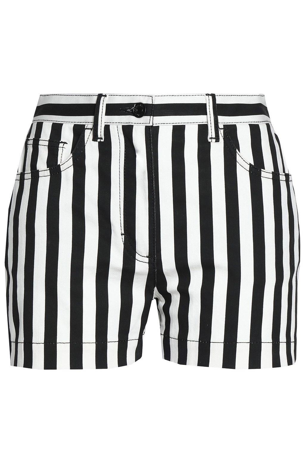 black and white striped denim shorts