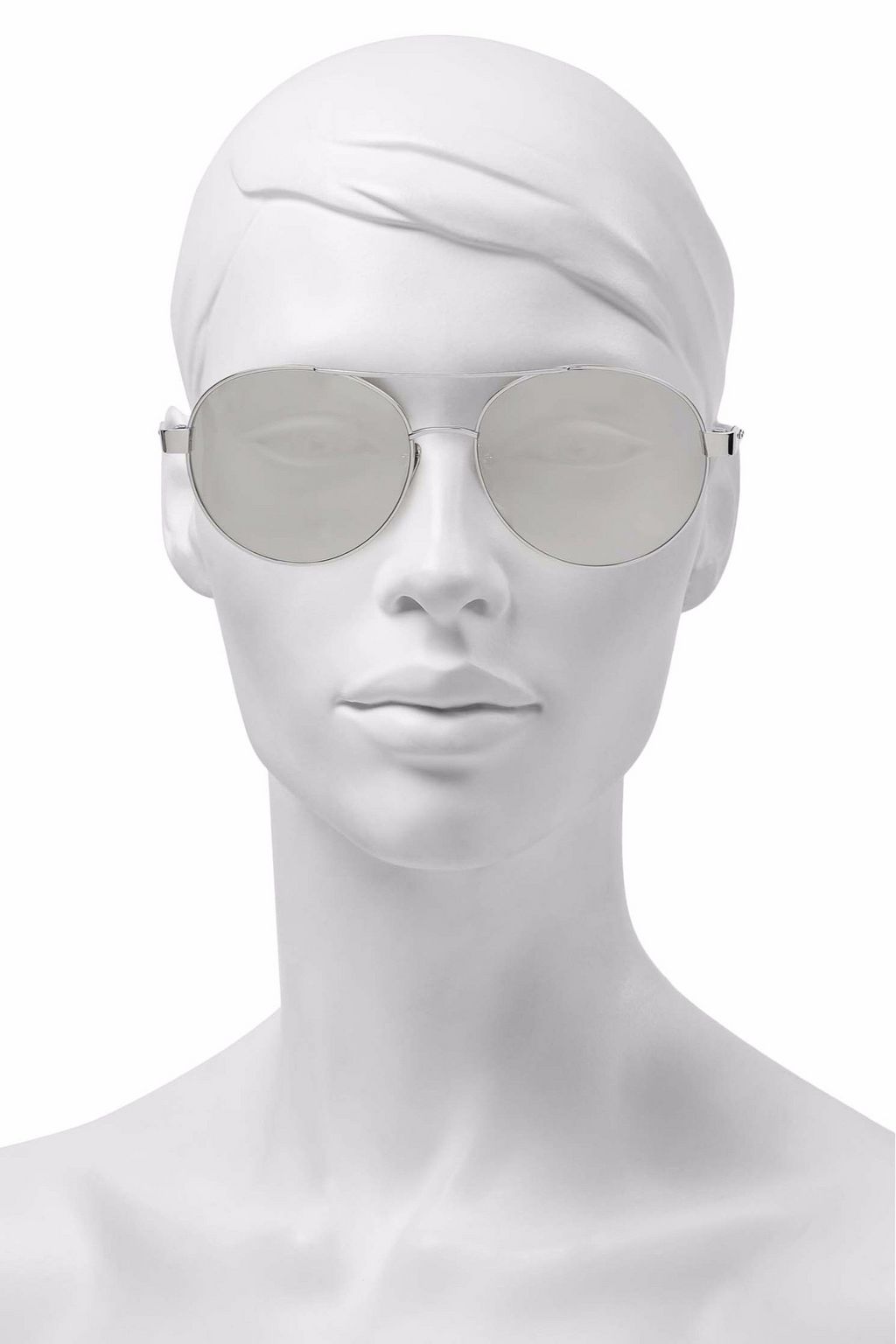 LINDA FARROW Aviator-style silver-tone and wood mirrored sunglasses