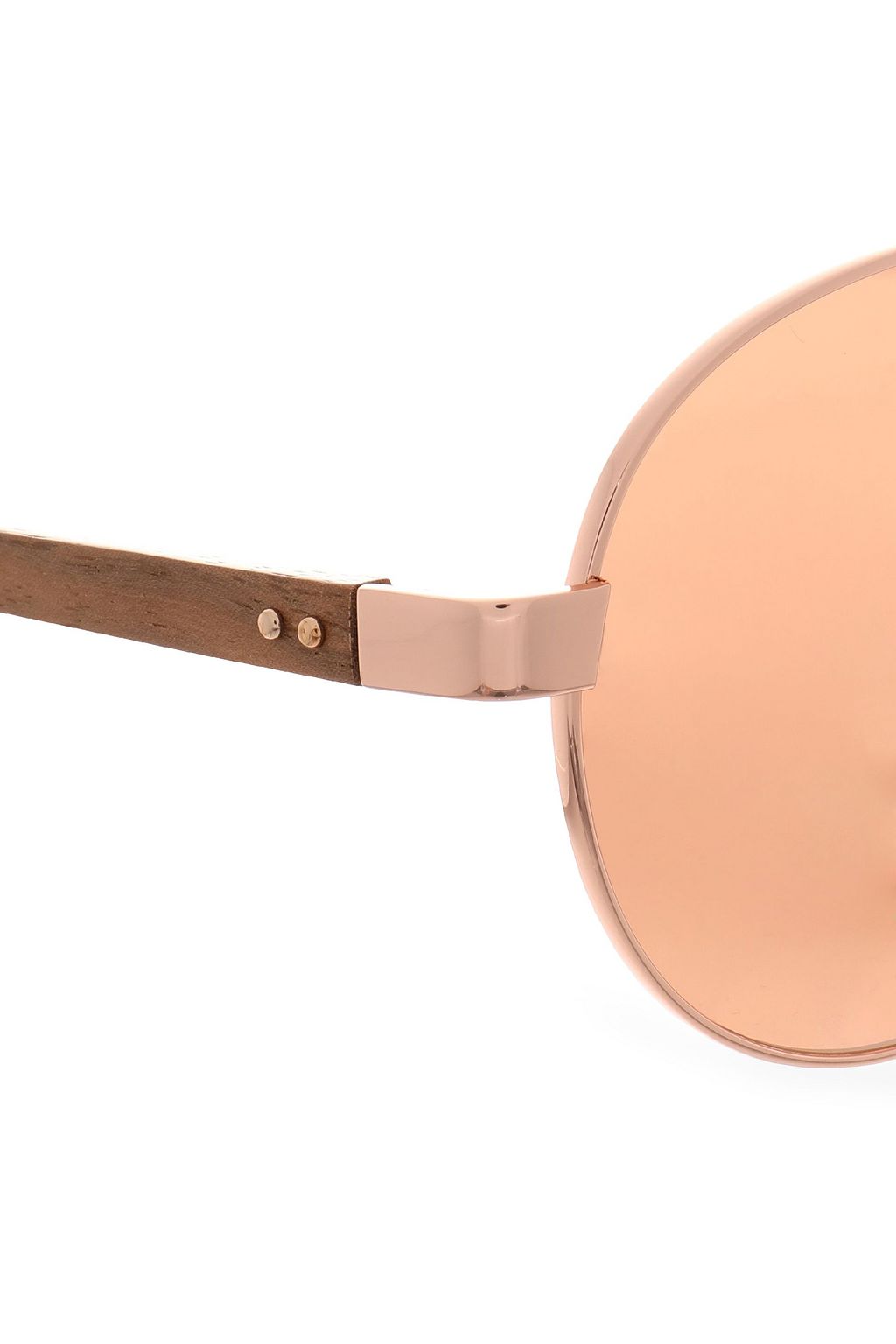 LINDA FARROW Aviator-style rose gold-tone  and wood sunglasses