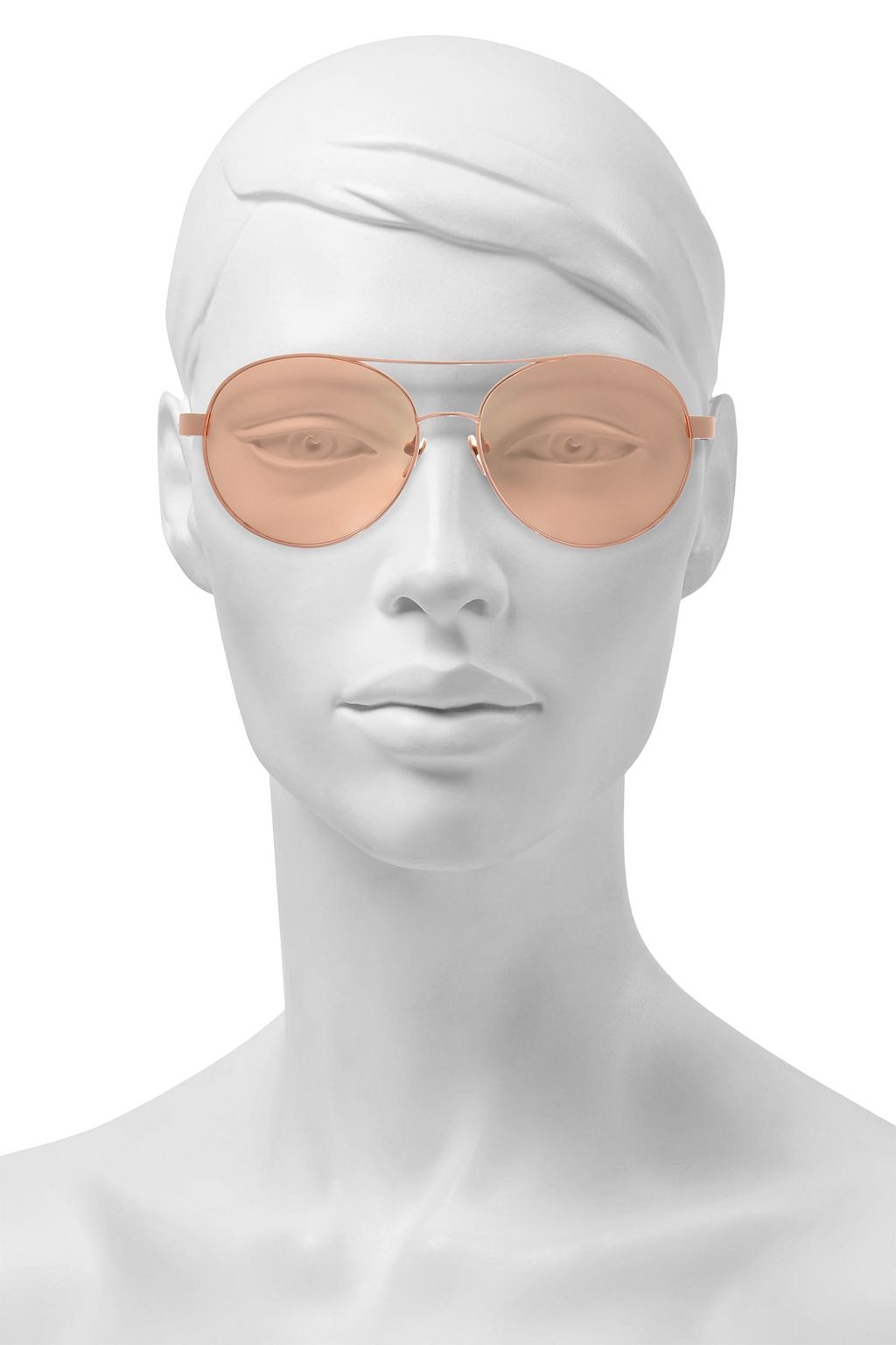 LINDA FARROW Aviator-style rose gold-tone  and wood sunglasses