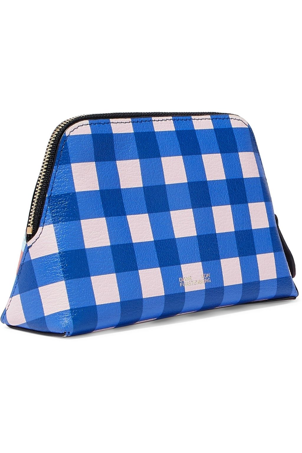 DIANE VON FURSTENBERG Gingham leather cosmetics case