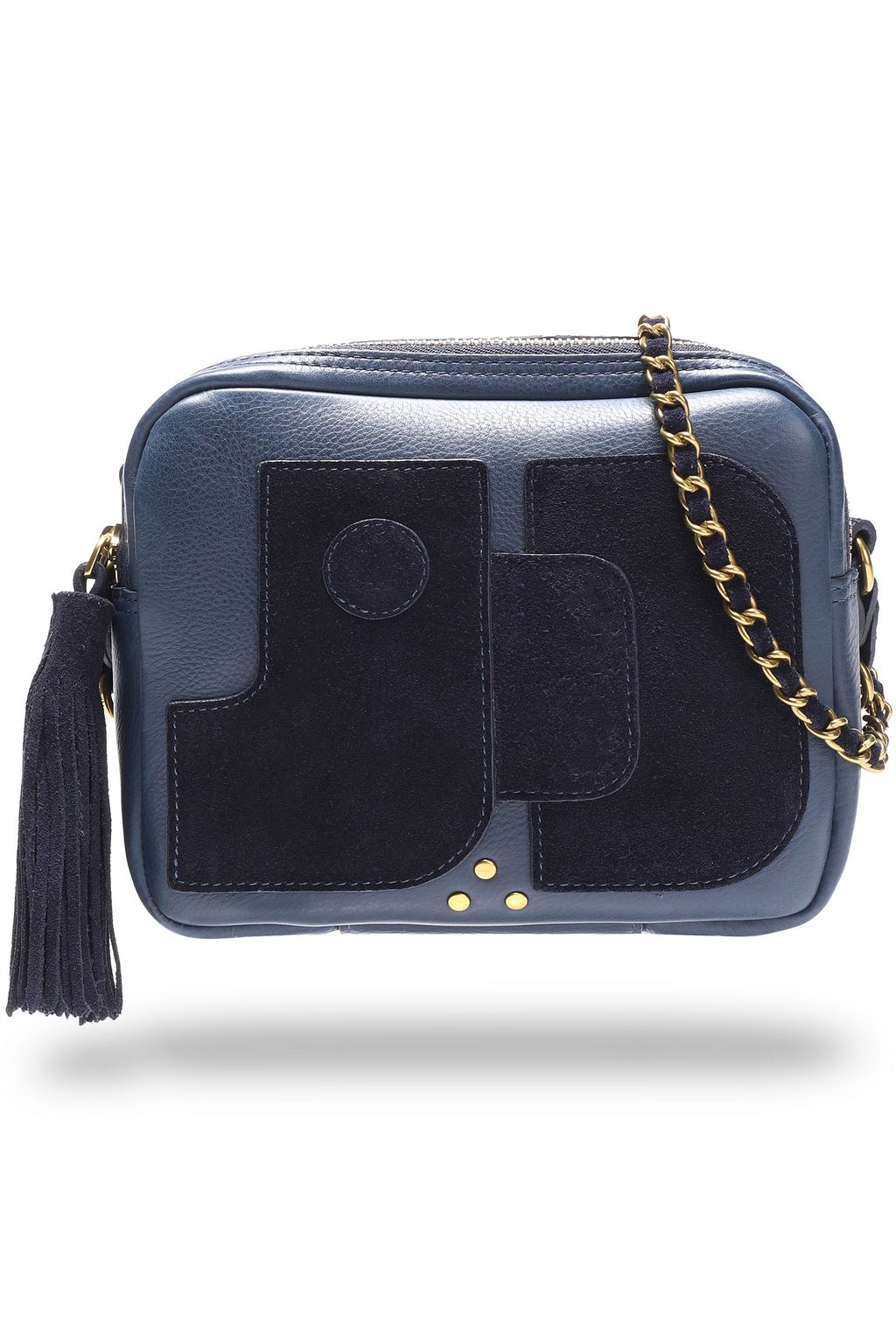 navy suede shoulder bag
