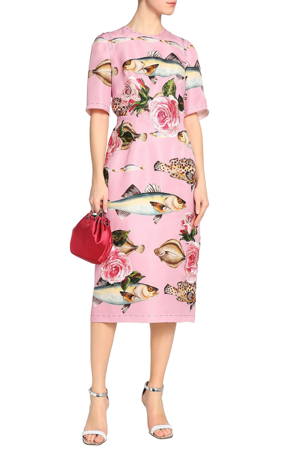 DOLCE&GABBANA Printed silk-organza midi dress