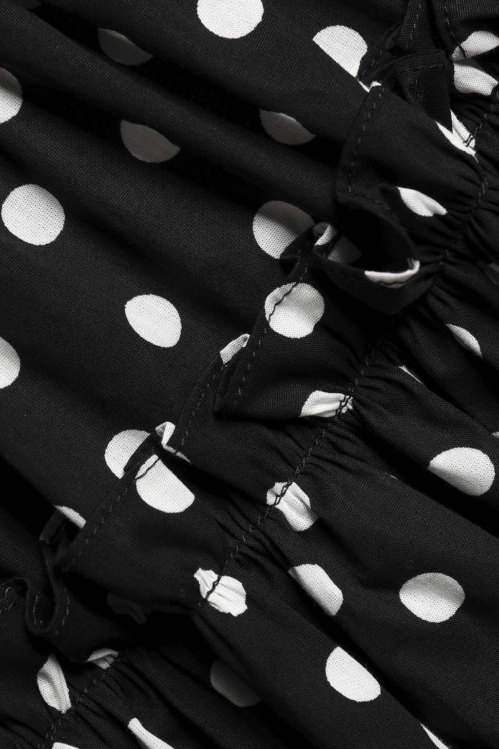 DOLCE&GABBANA Cold-shoulder ruffled polka-dot cotton-blend dress