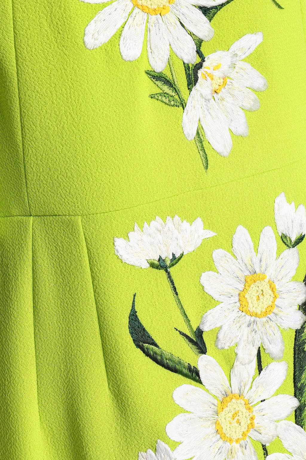 DOLCE & GABBANA Embroidered neon wool-crepe mini dress