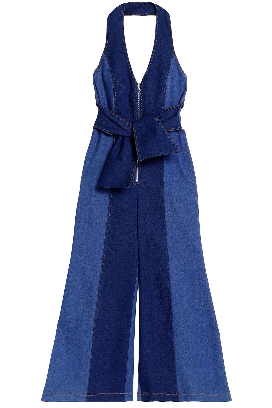 denim halter neck jumpsuit
