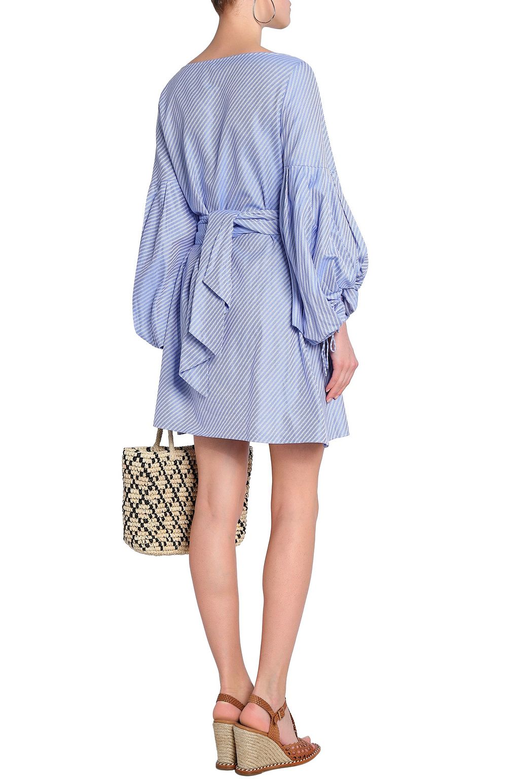 ALEXIS Wrap-effect cotton-jacquard mini dress