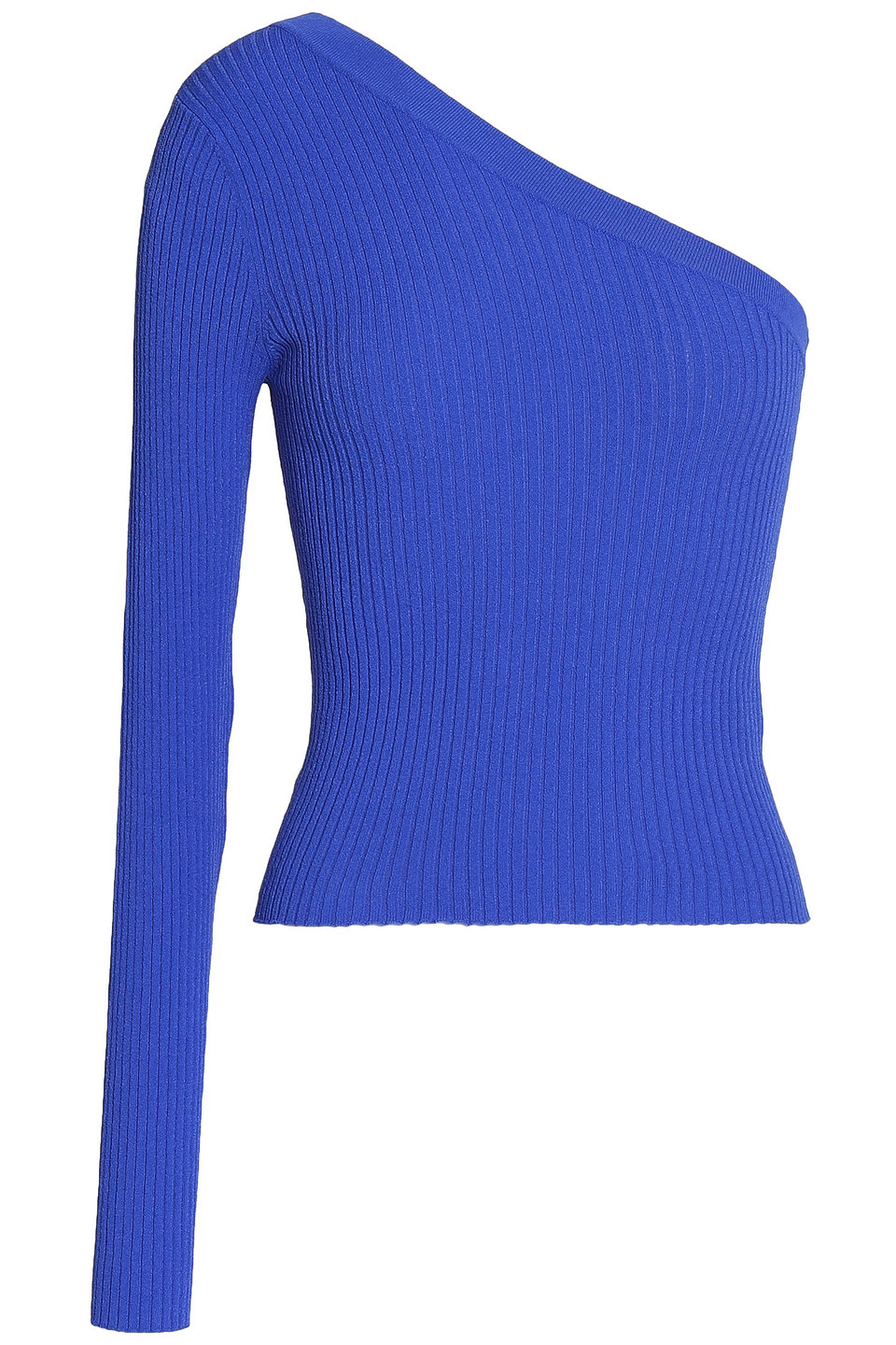 autumn cashmere - one-shoulder ribbed-knit top - blue - m