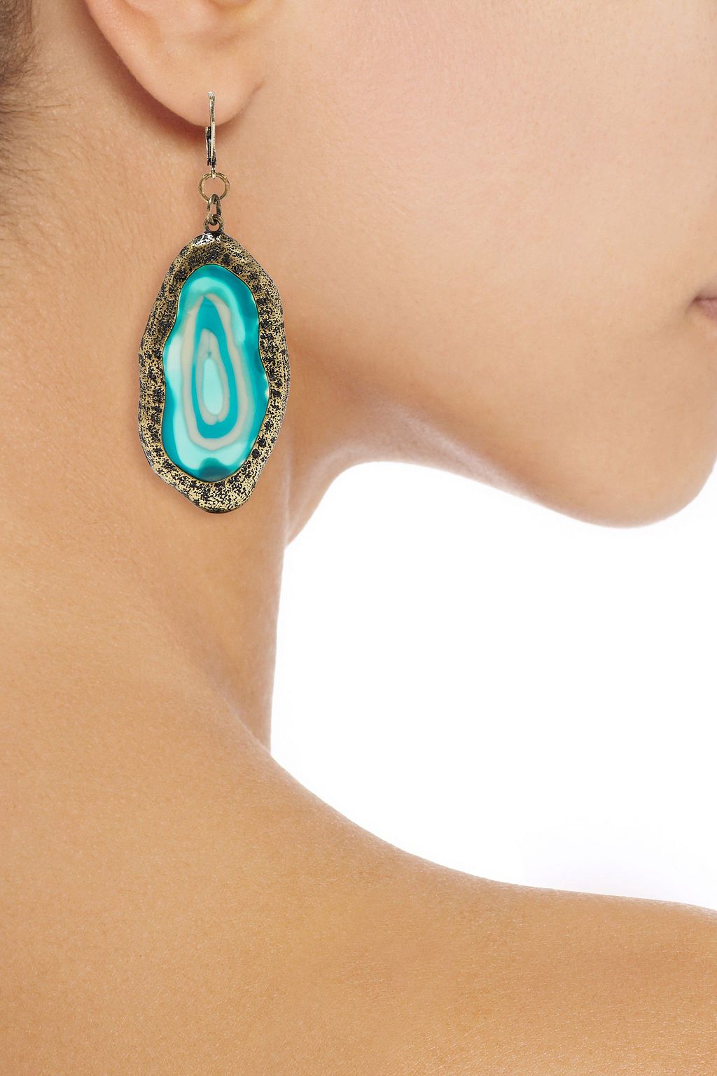 KENNETH JAY LANE Burnished gold-tone resin earrings