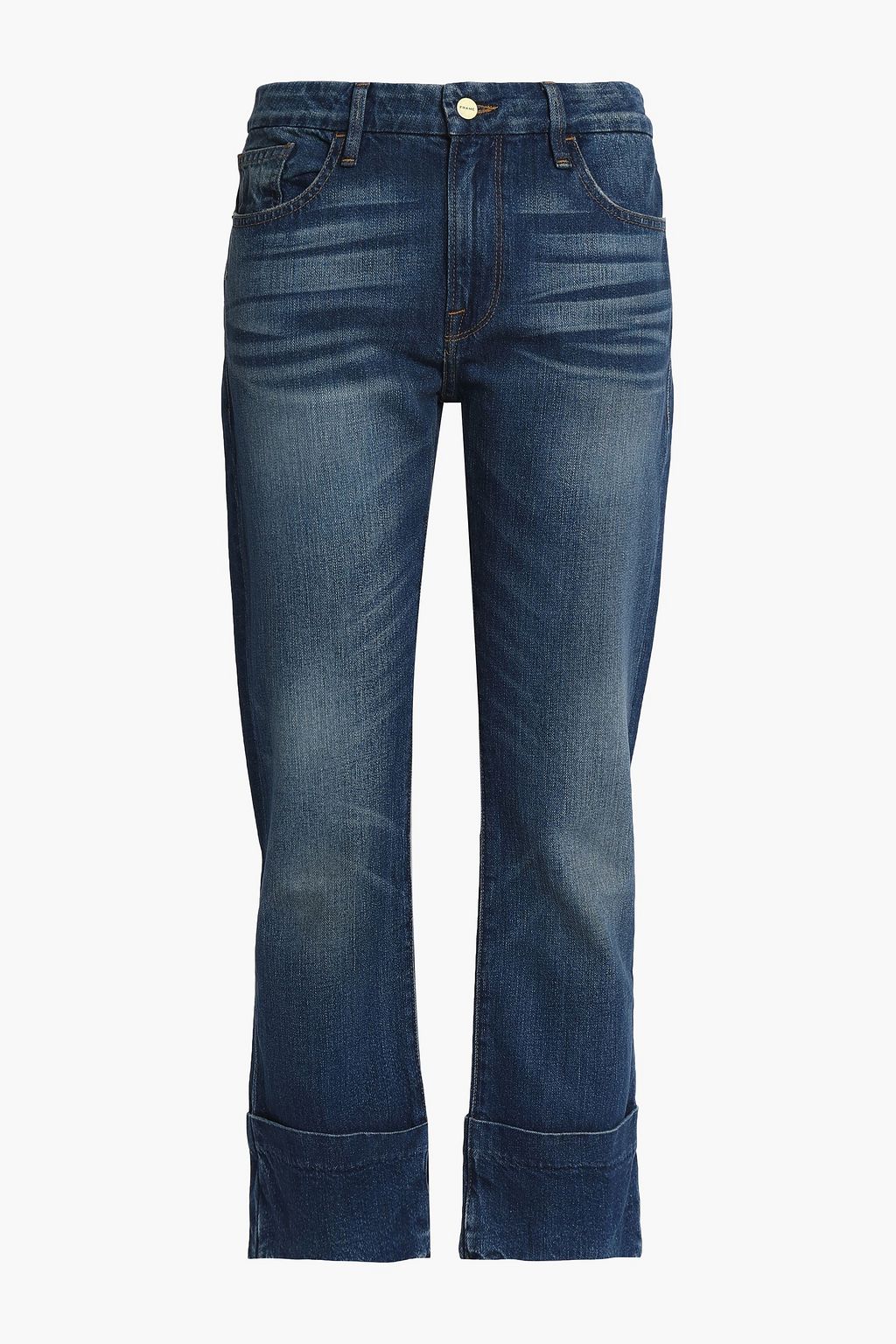 Mid denim Cropped faded mid-rise 