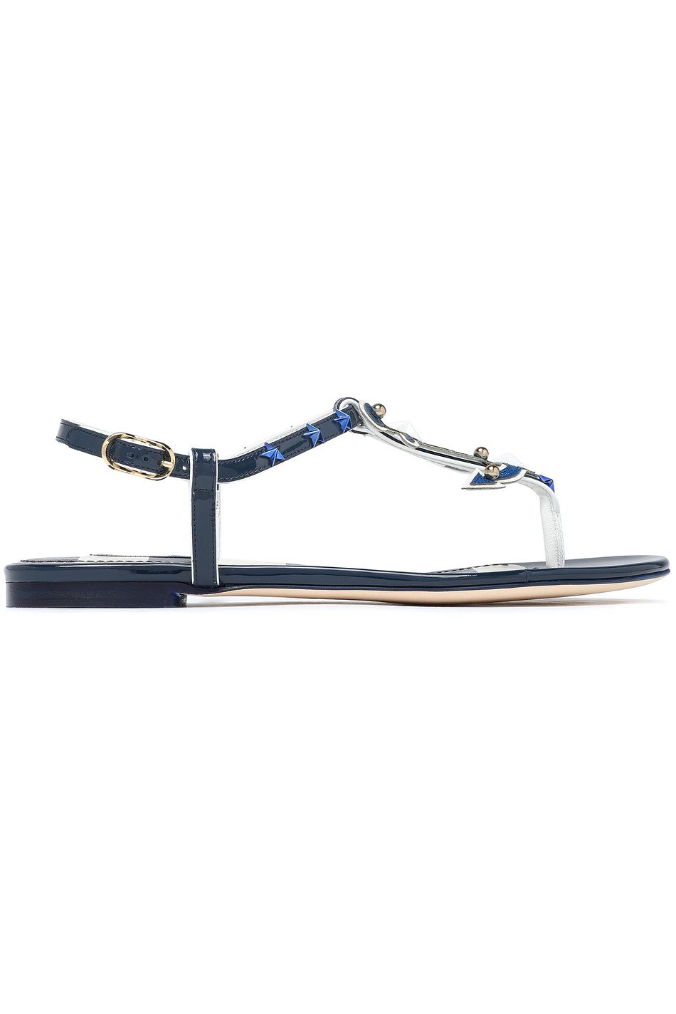 navy patent sandals