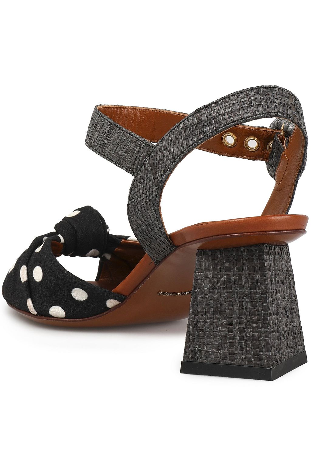 DOLCE&GABBANA Keira woven straw and polka-dot cady sandals