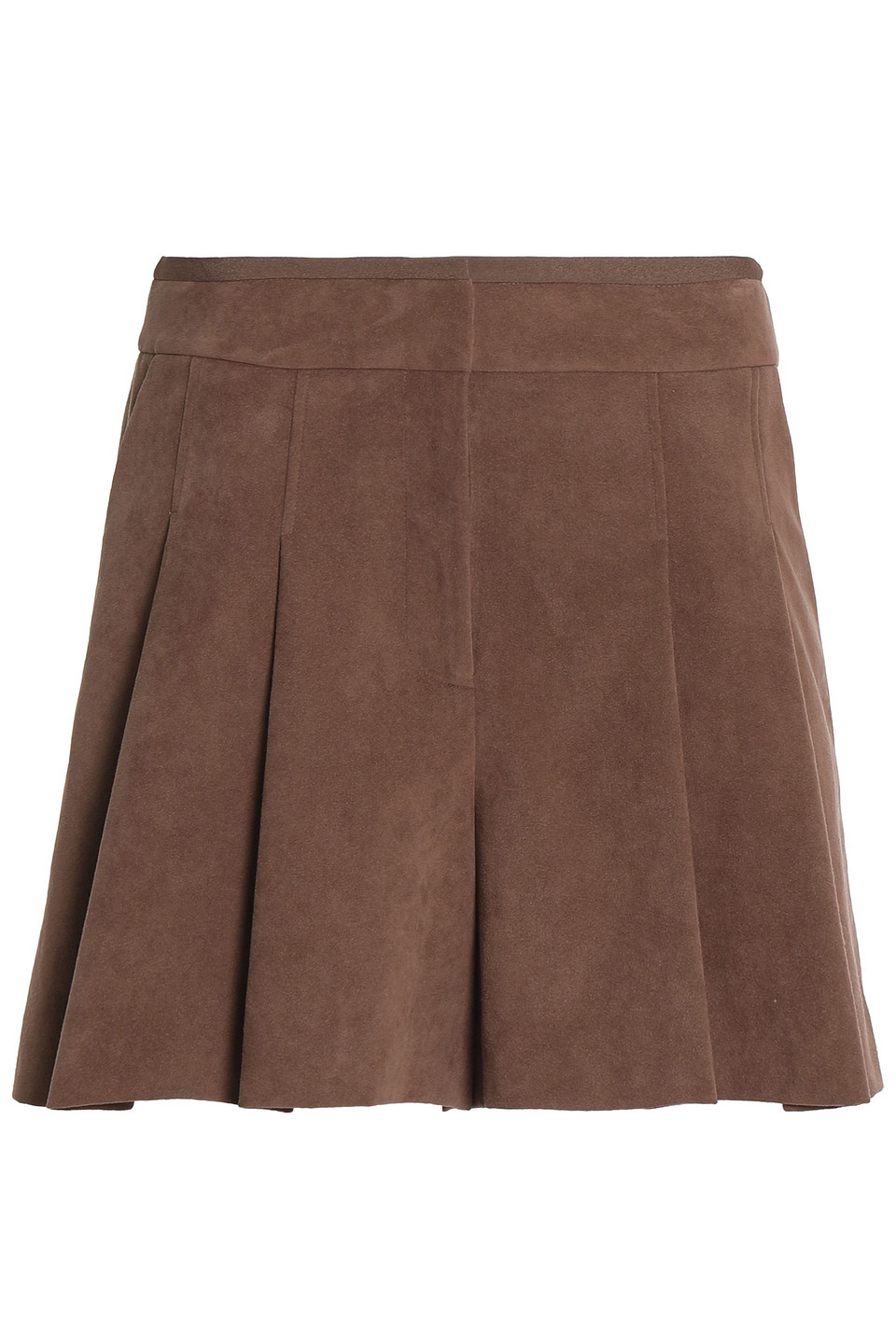 halston - skirt-effect pleated shorts - brown - us 8