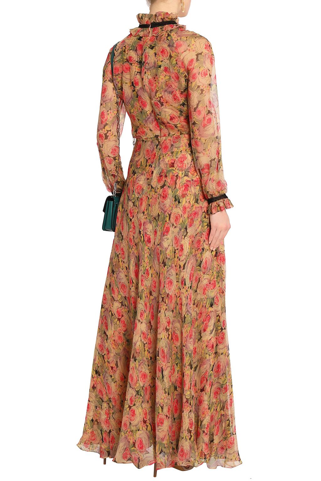 VILSHENKO Ruffle-trimmed floral-print silk-georgette maxi dress