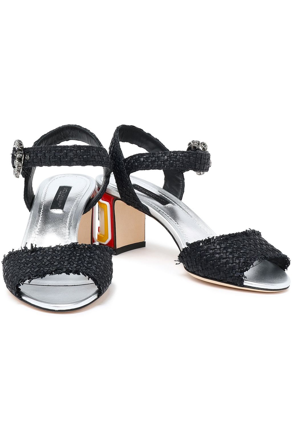 DOLCE&GABBANA Keira embellished woven raffia sandals