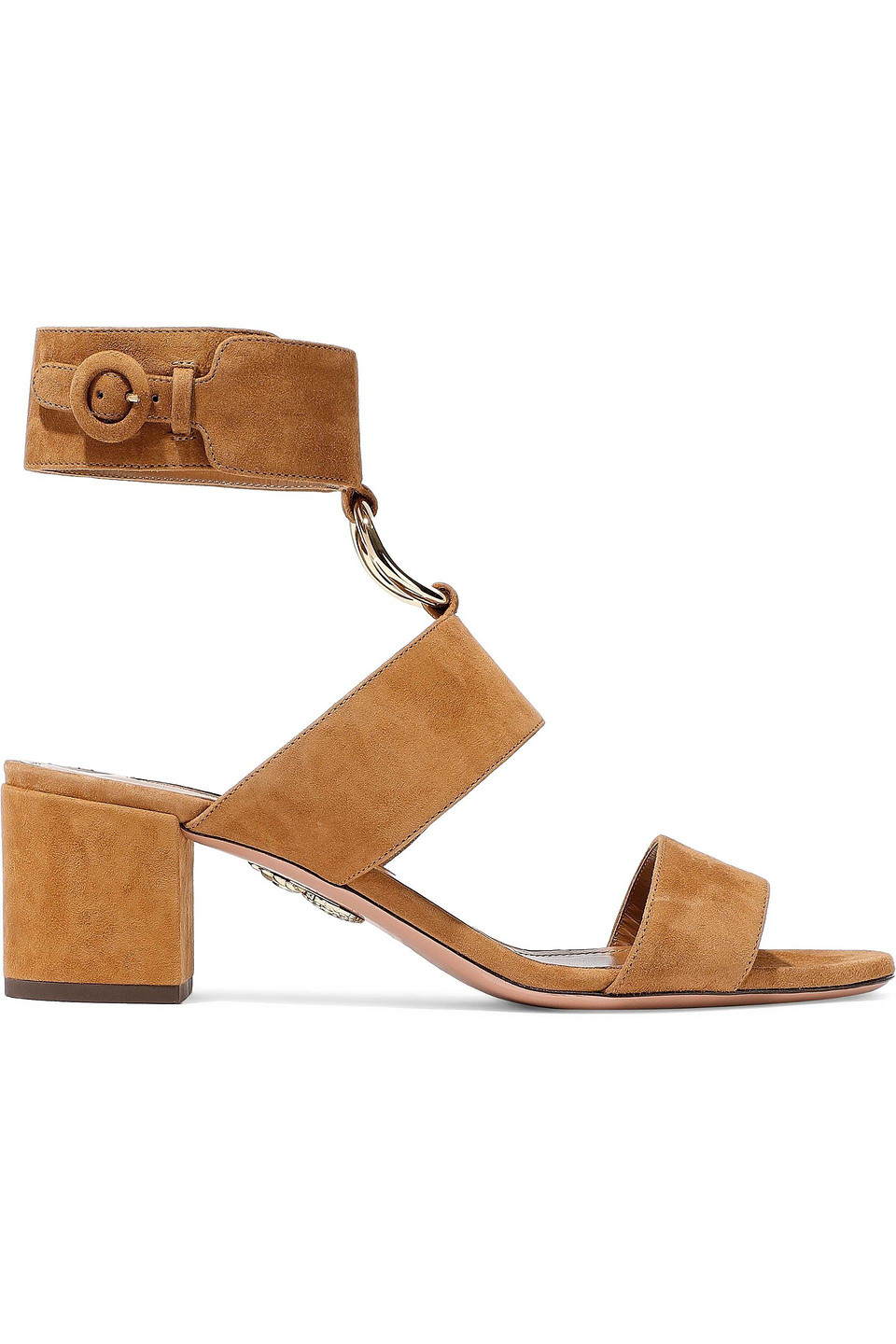 Aquazzura Woman Embellished Suede Sandals Camel Size 34