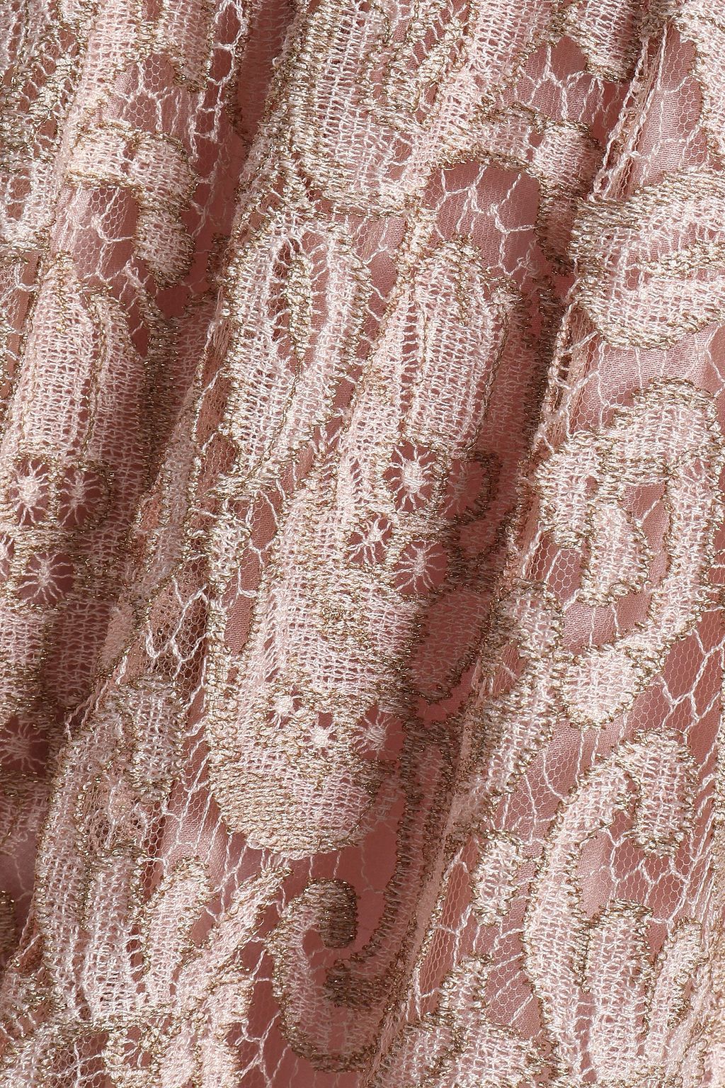 VALENTINO GARAVANI Scalloped metallic embroidered tulle midi dress