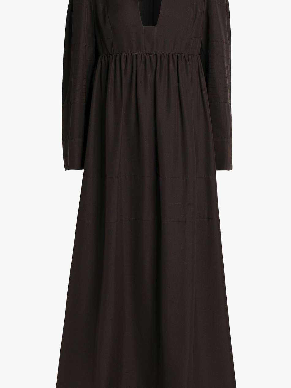 pleated silk-shantung maxi dress