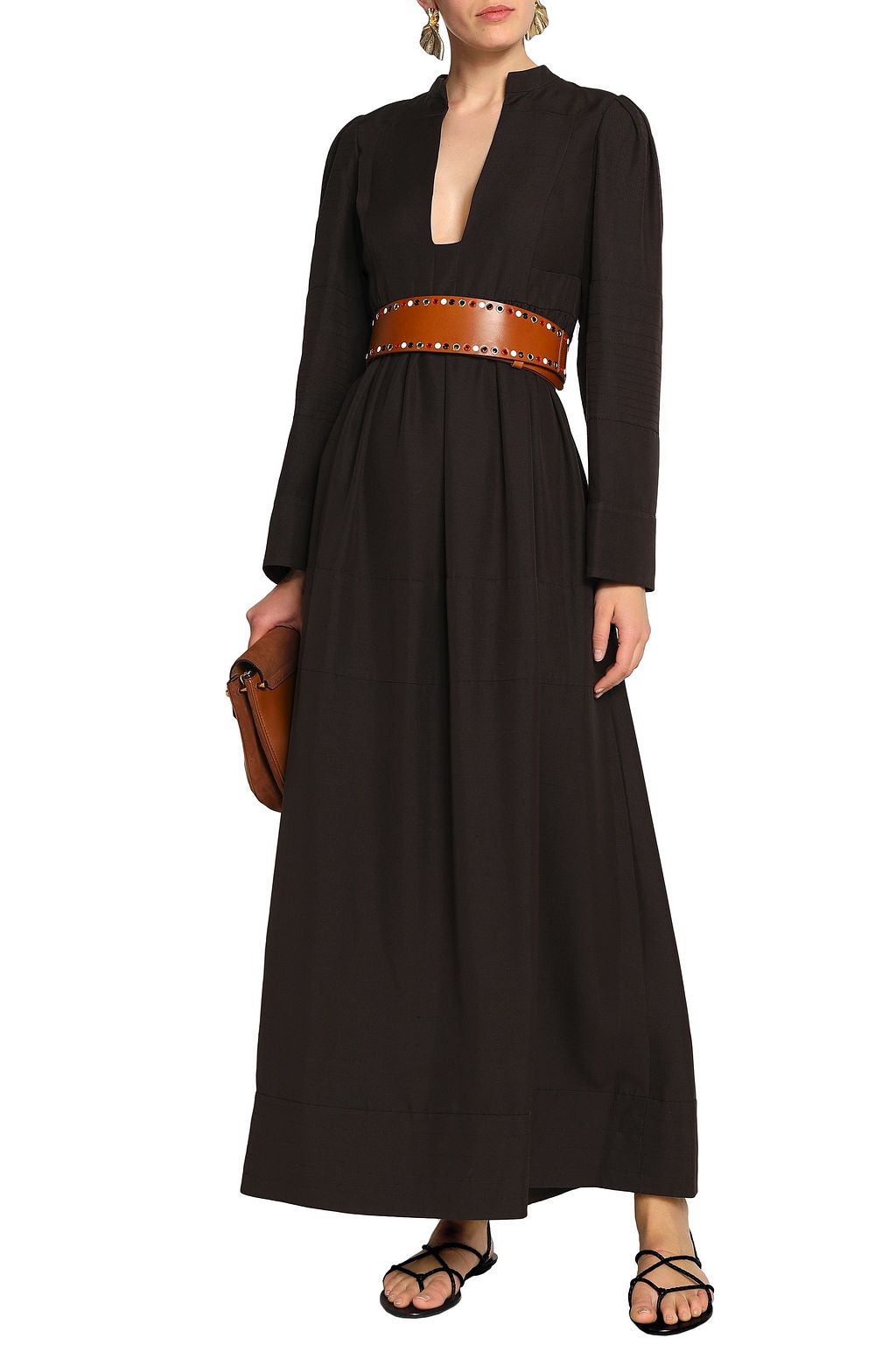 VALENTINO GARAVANI Pleated silk-shantung maxi dress