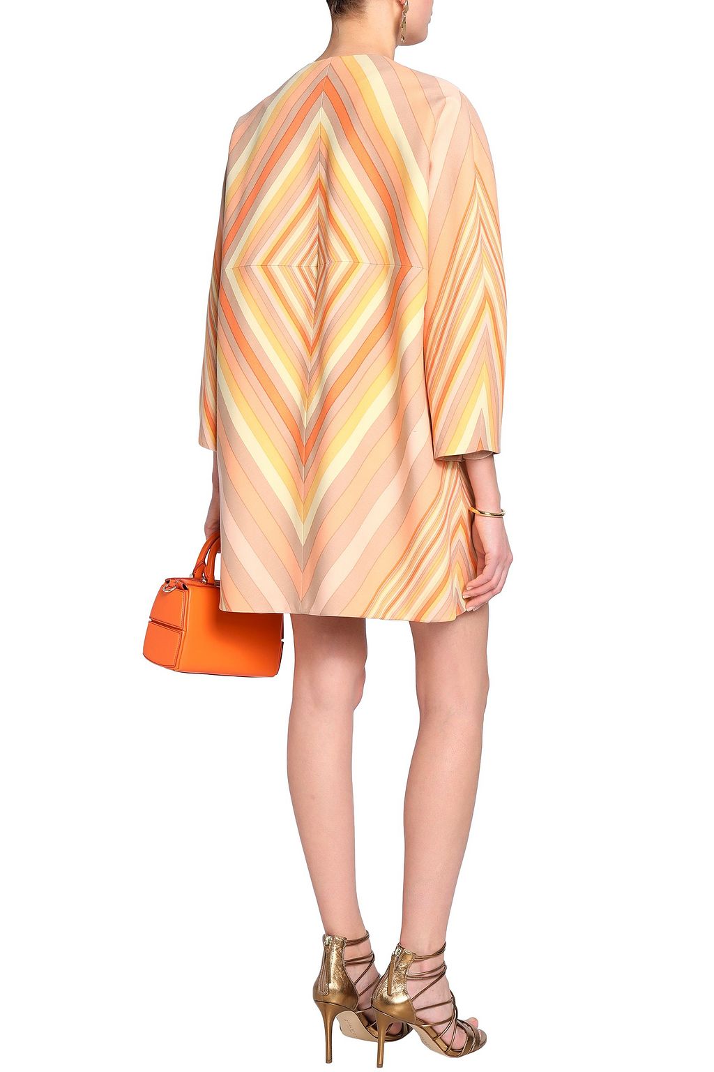 VALENTINO GARAVANI Belted printed wool and silk-blend mini dress