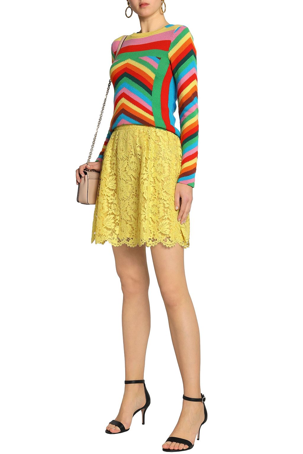 VALENTINO GARAVANI Cotton-blend corded lace mini skirt | THE