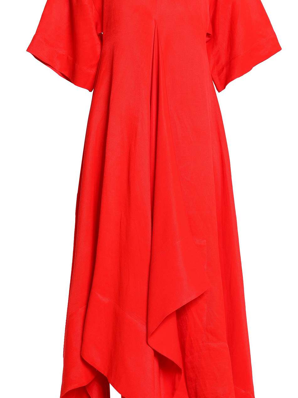 flared draped canvas midi dress
