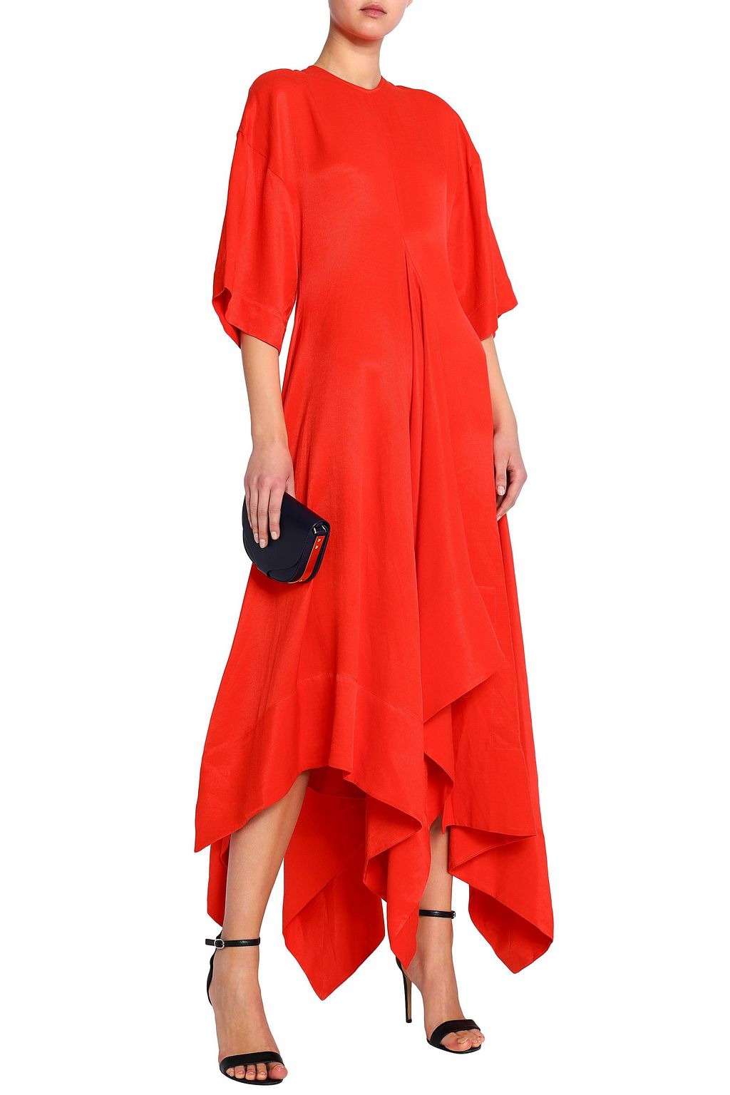 SOLACE LONDON Flared draped canvas midi dress