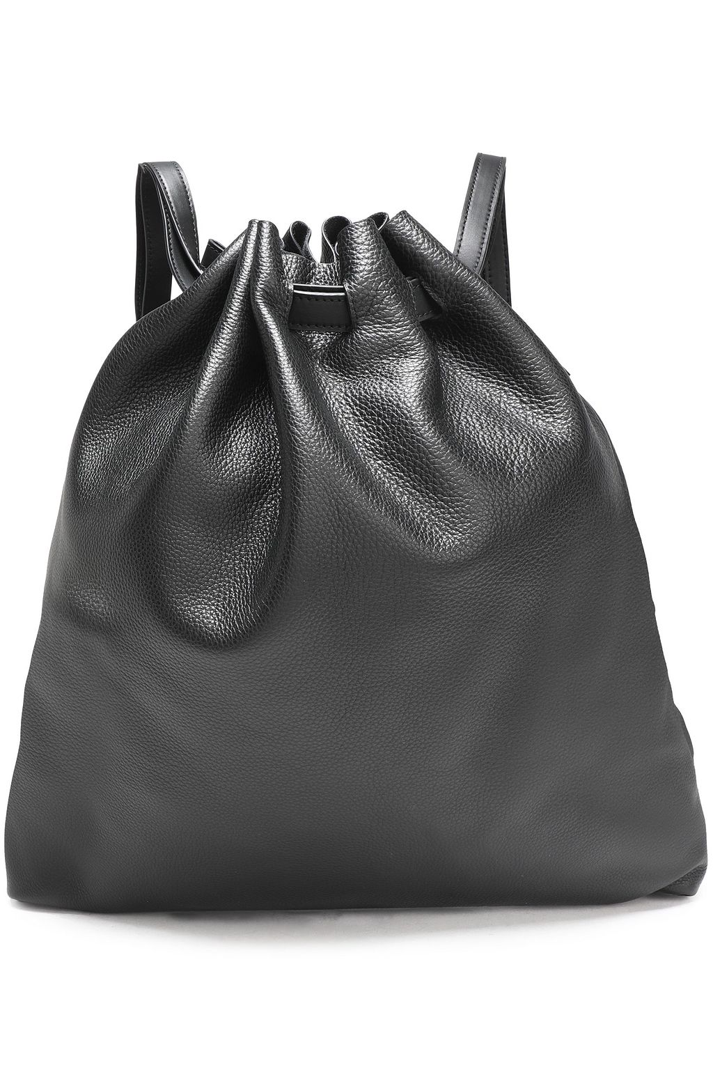 black pebbled leather backpack