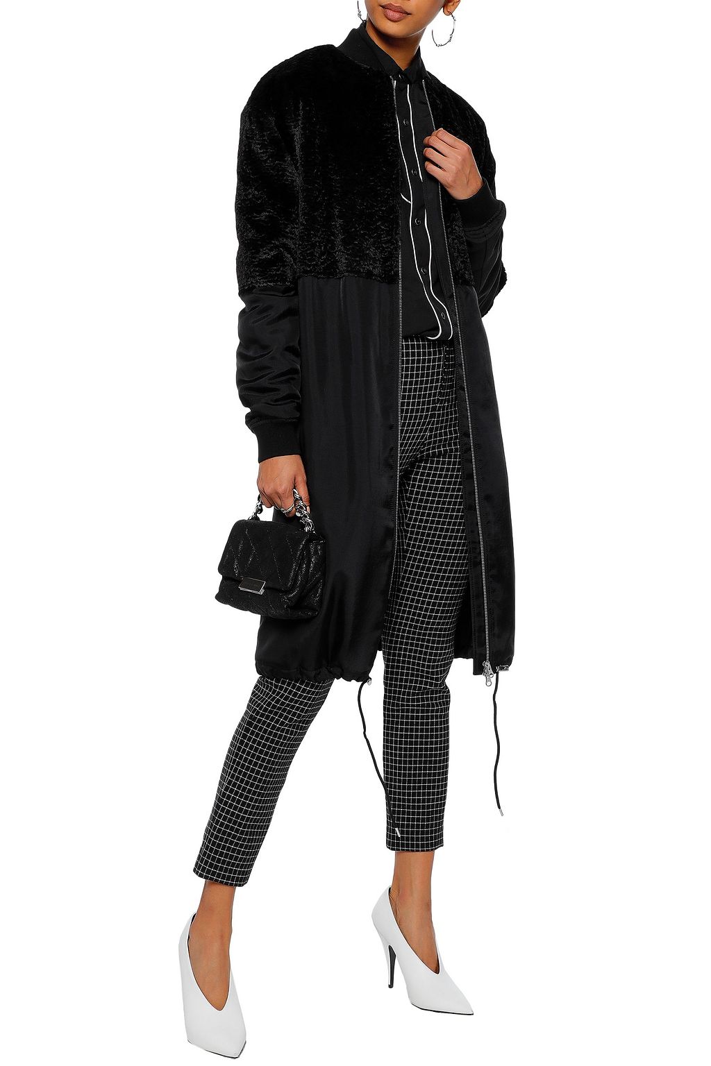 MCQ ALEXANDER MCQUEEN Faux fur-paneled shell coat