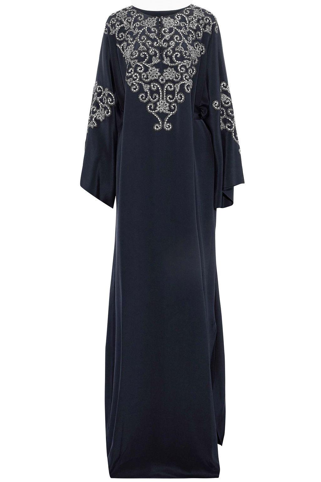 metallic embroidered maxi dress