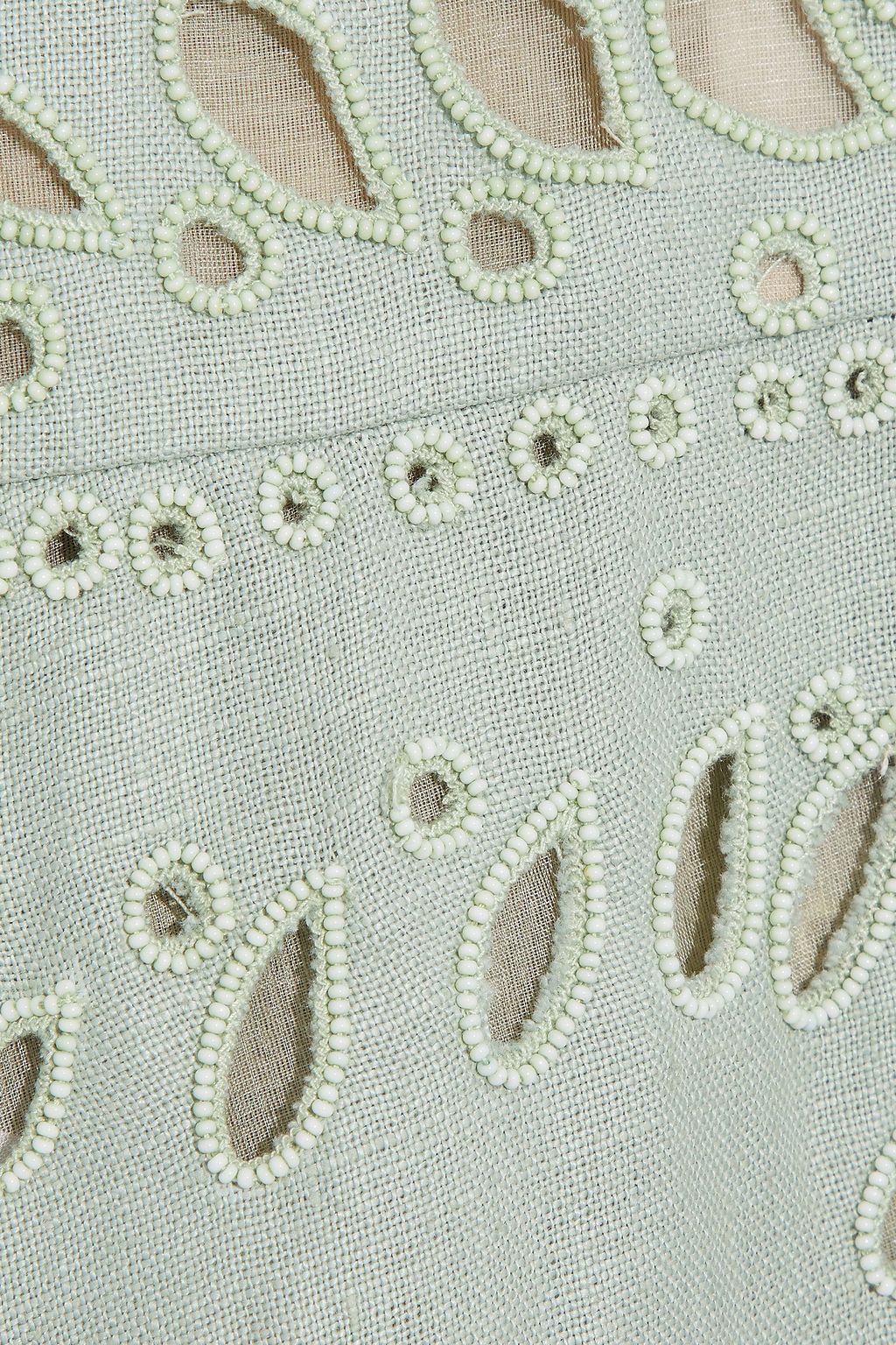 VALENTINO GARAVANI Beaded color-block broderie anglaise linen maxi dress