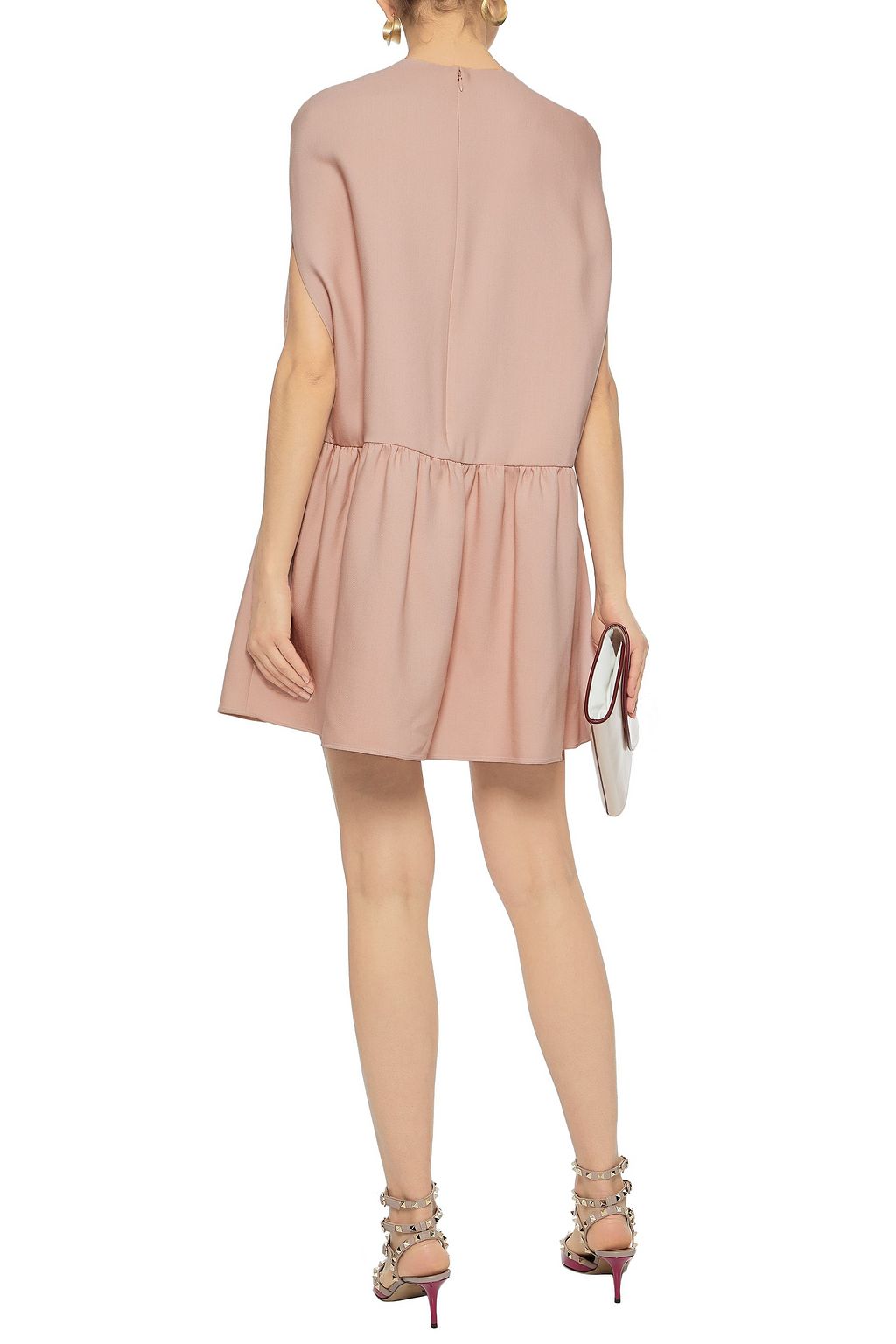 VALENTINO GARAVANI Gathered wool and silk-blend mini dress