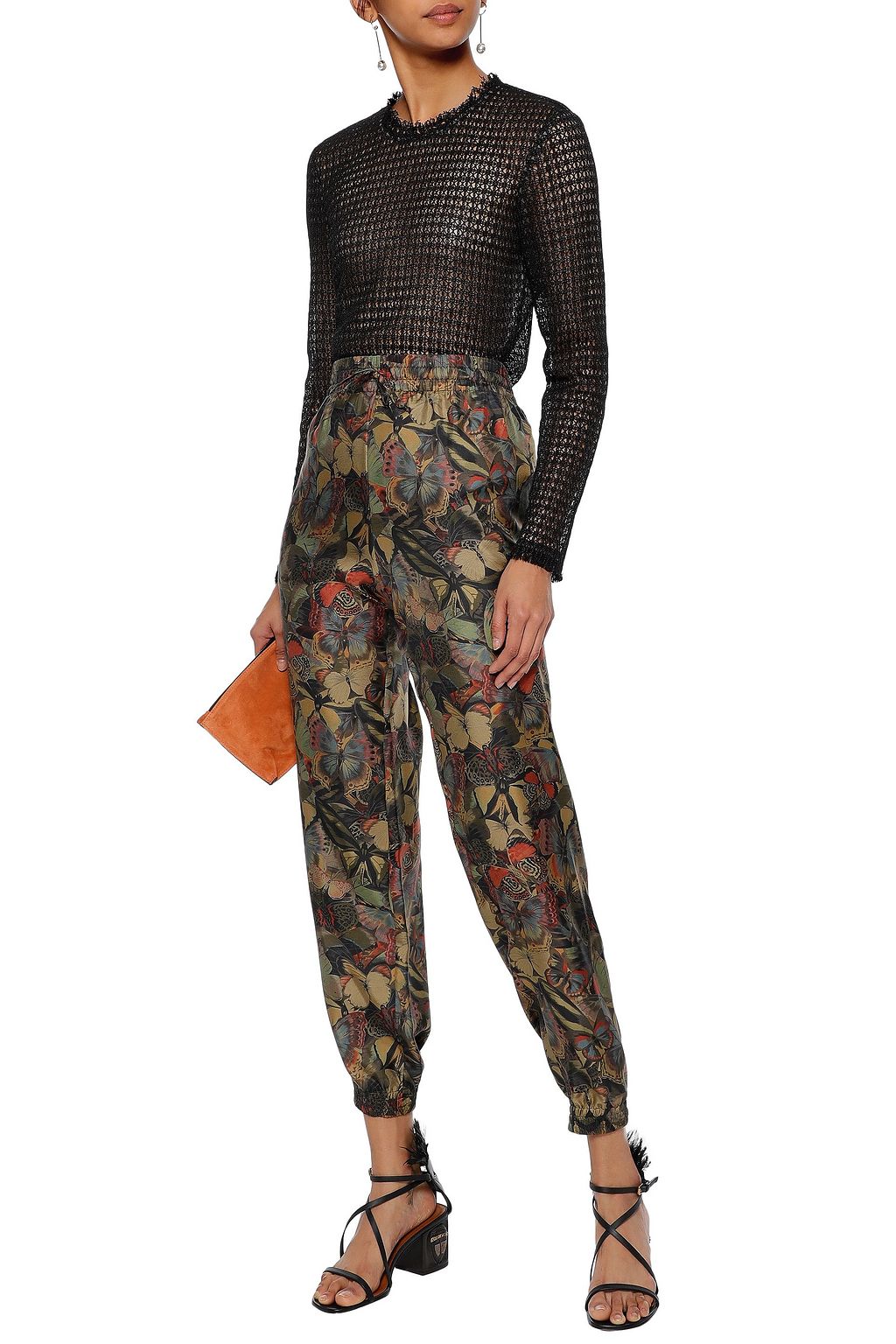 VALENTINO GARAVANI Printed silk-twill tapered pants