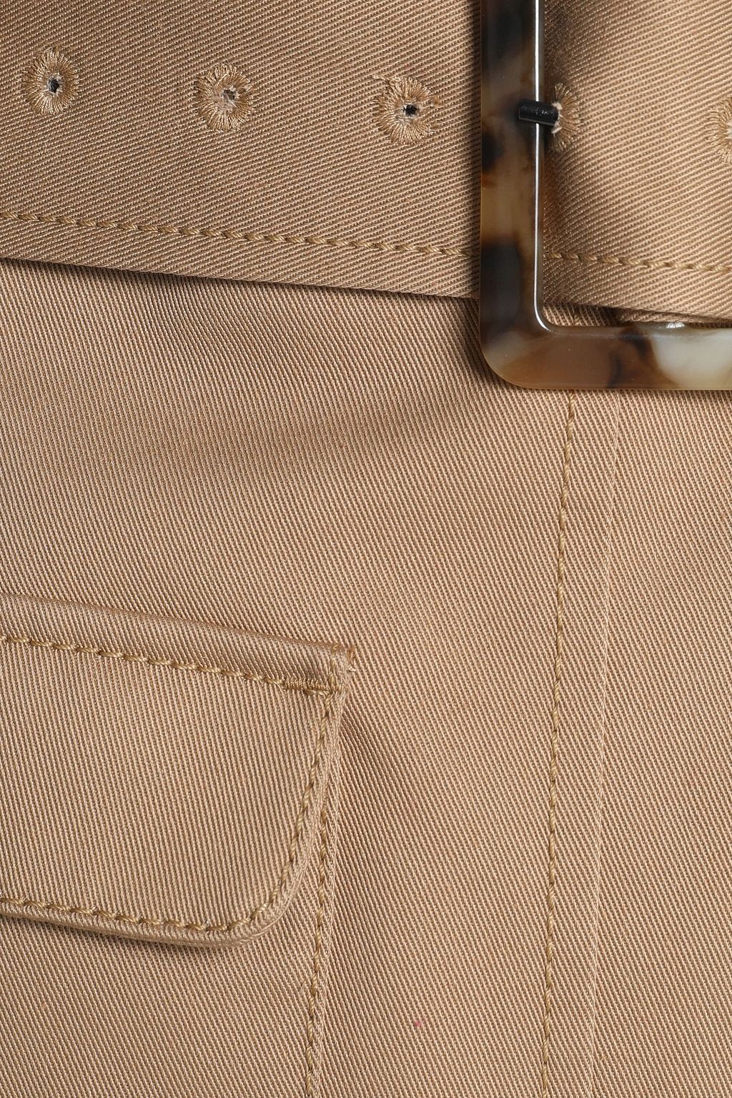 ALEXACHUNG Belted cotton-gabardine mini skirt