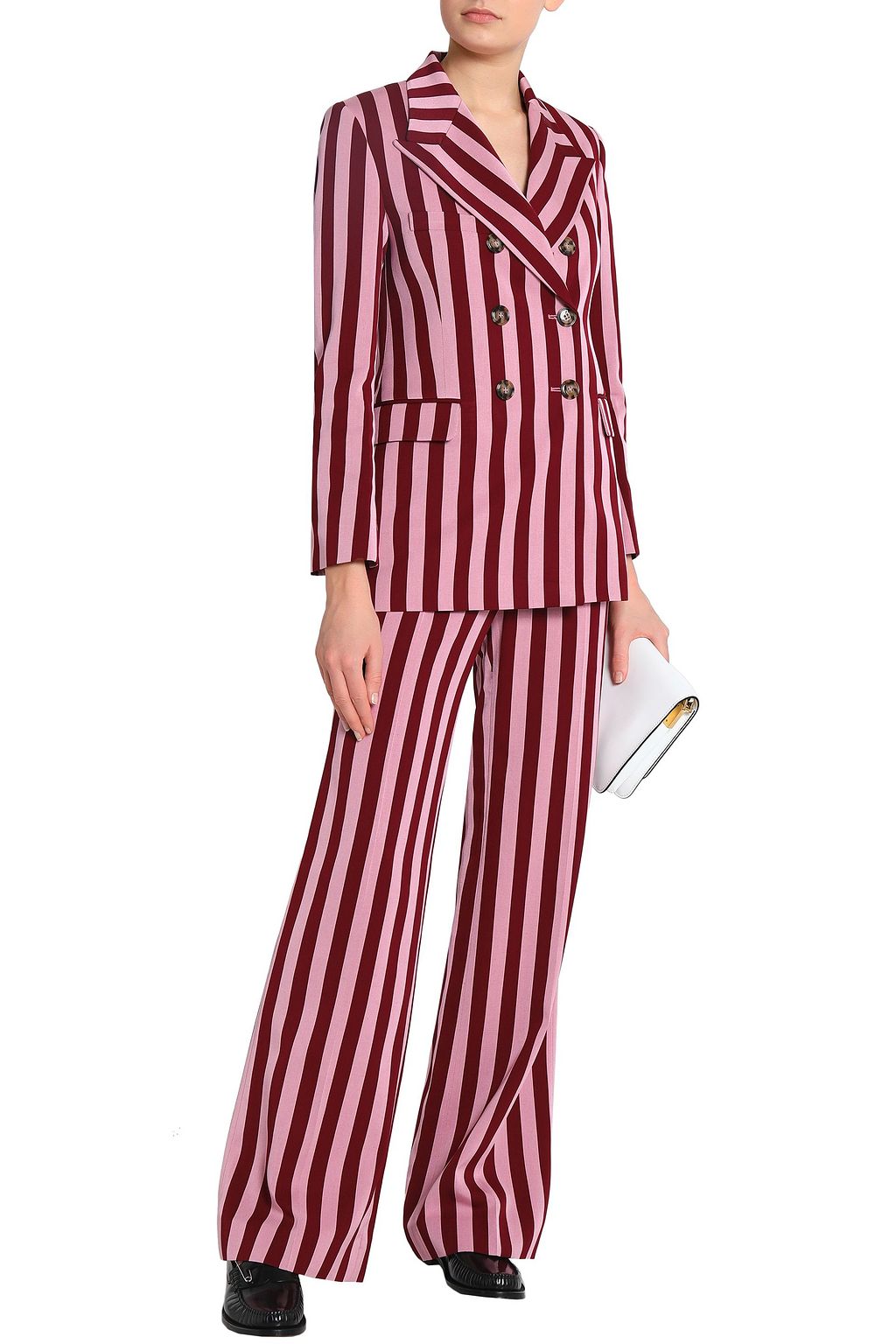 ALEXACHUNG Double-breasted striped crepe blazer