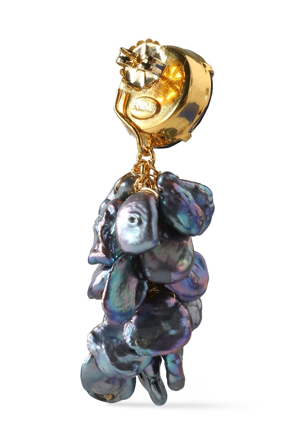 BOUNKIT Gold-tone, amethyst and pearl earrings