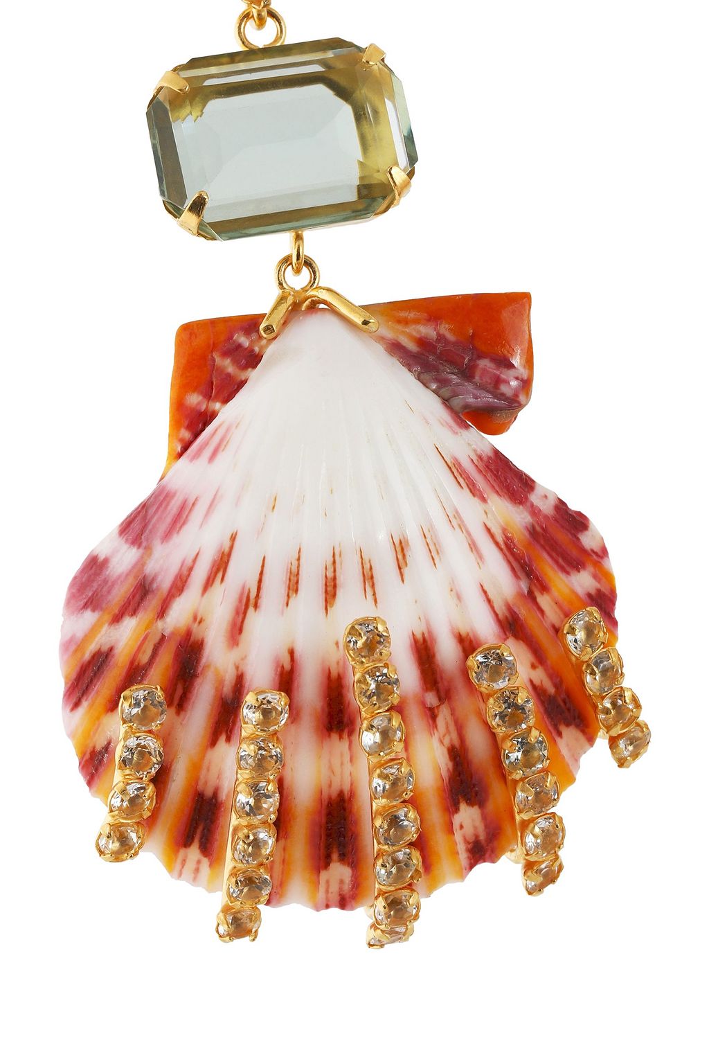 BOUNKIT 14-karat gold-plated, amethyst, moonstone and shell earrings