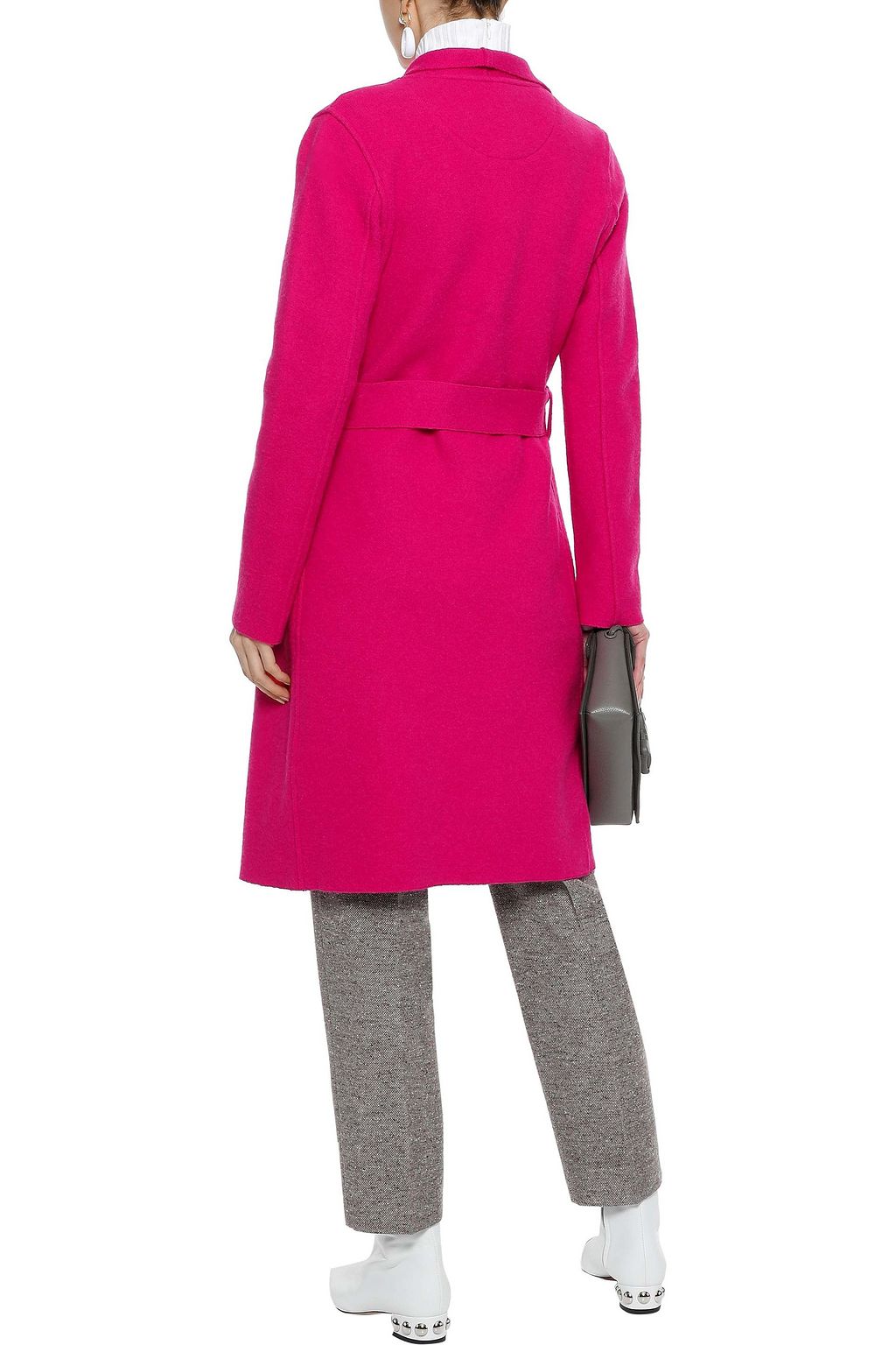 LINE Cotton and wool-blend wrap coat