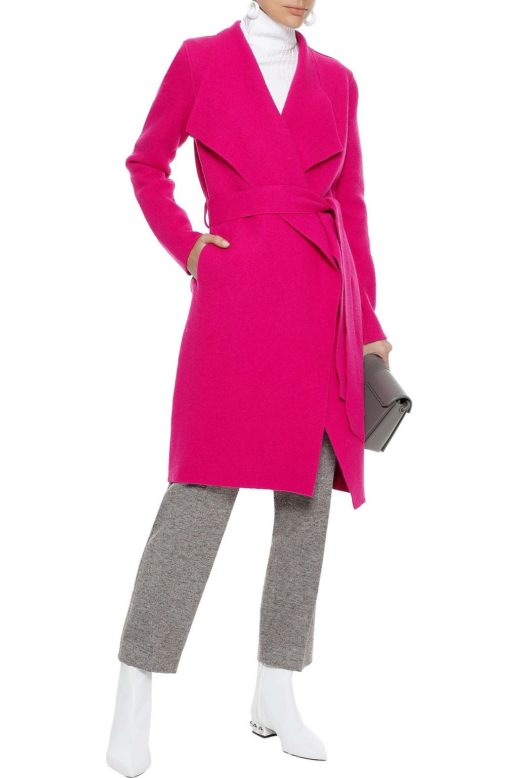 LINE Cotton and wool-blend wrap coat
