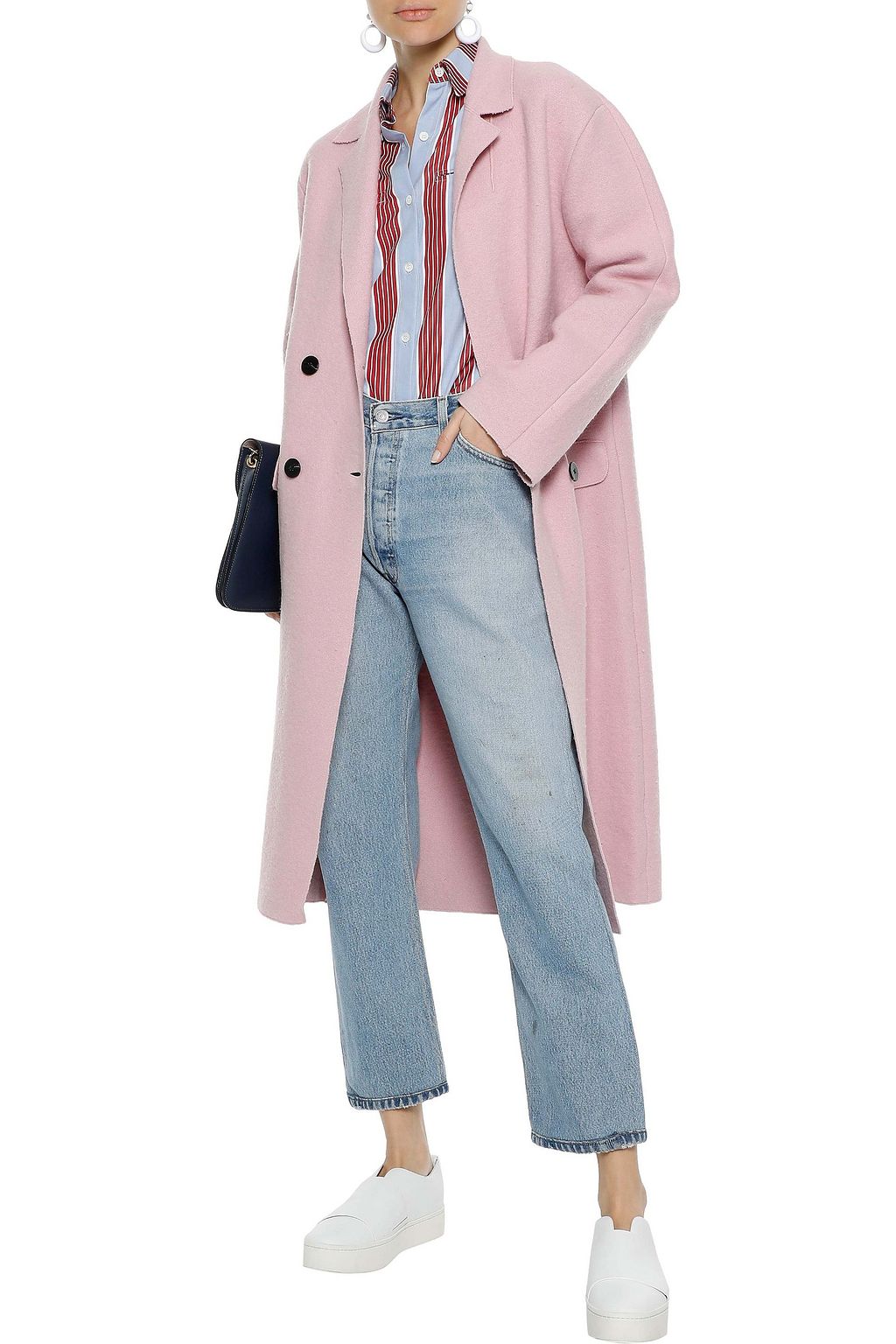 LINE Double-breasted cotton and wool-blend coat