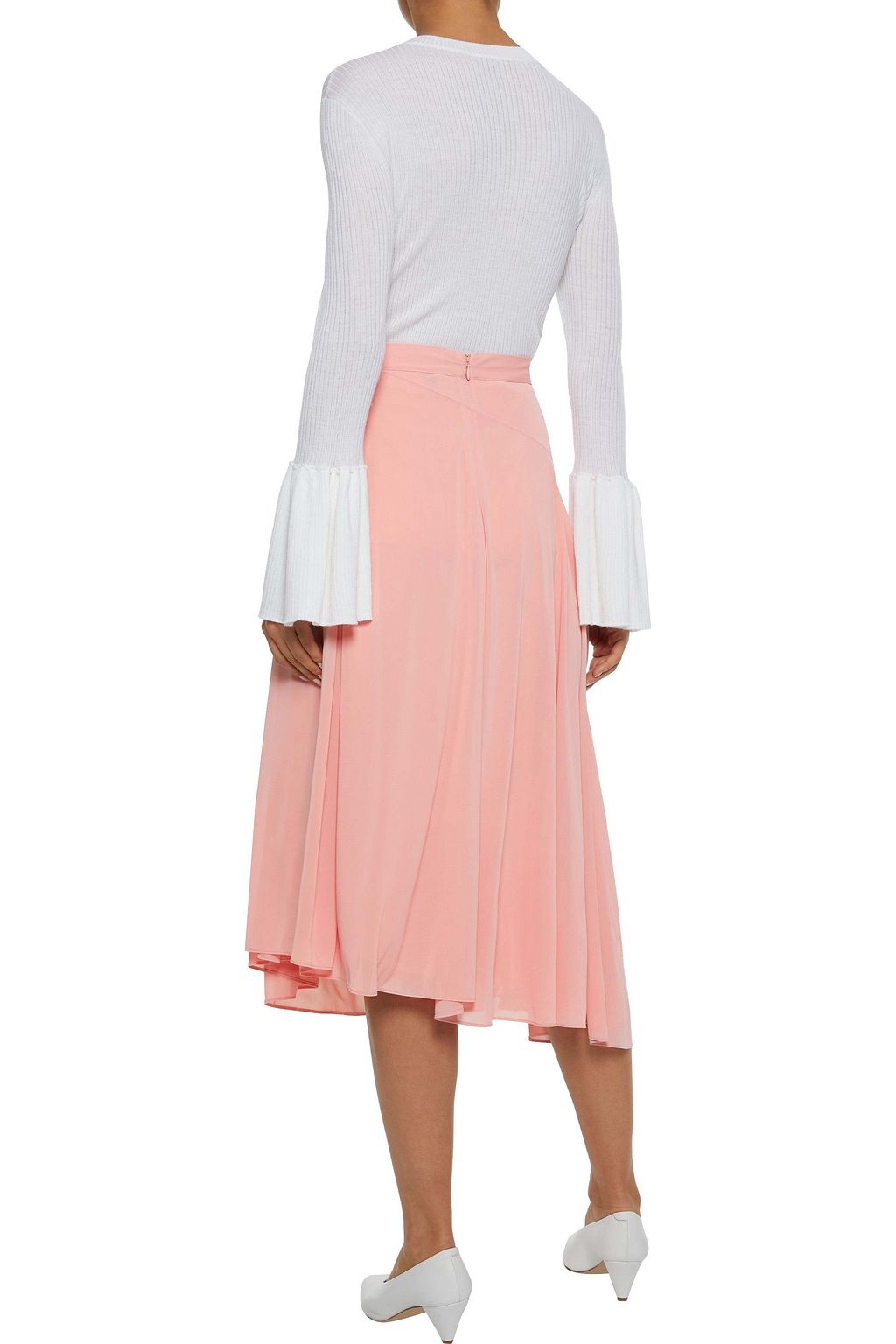 IRIS & INK Julia gathered stretch-knit midi skirt
