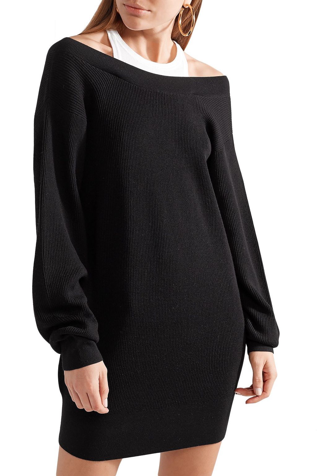 ALEXANDERWANG.T Layered cotton-jersey and wool-blend mini dress