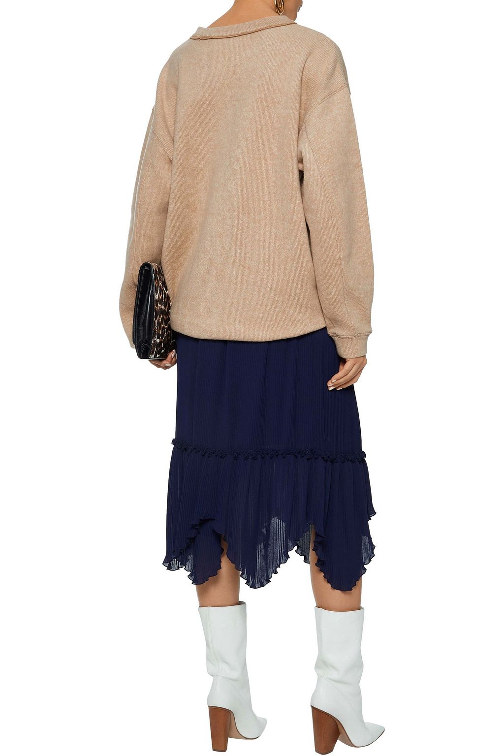 SEE BY CHLOÉ Asymmetric plissé-georgette midi skirt