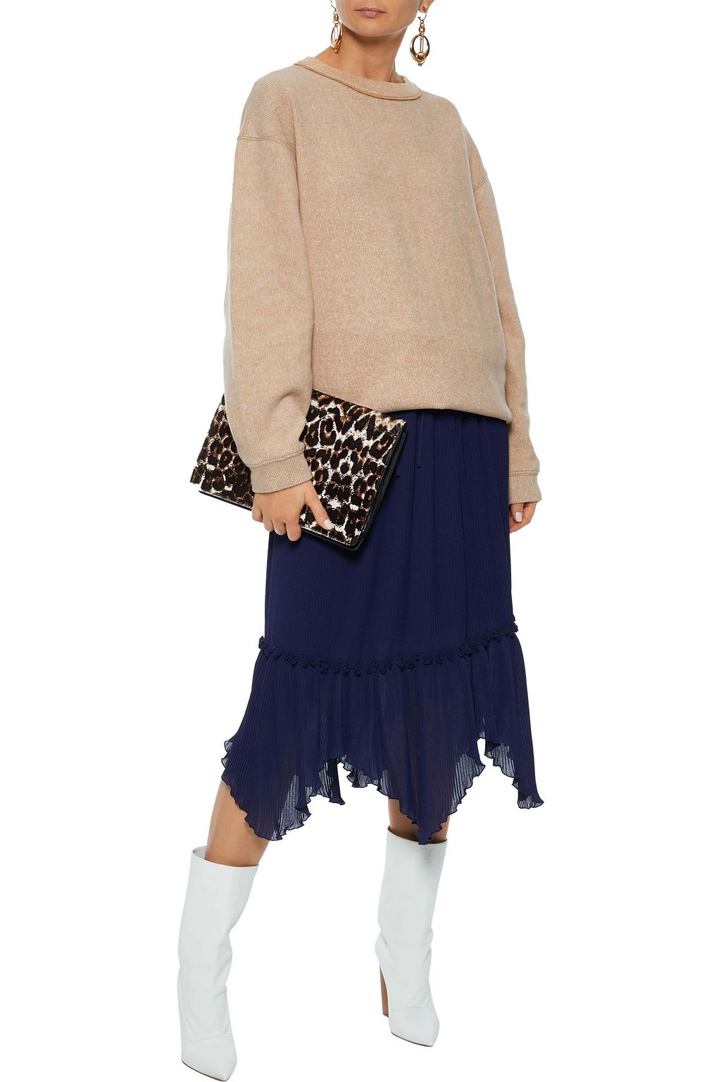 SEE BY CHLOÉ Asymmetric plissé-georgette midi skirt