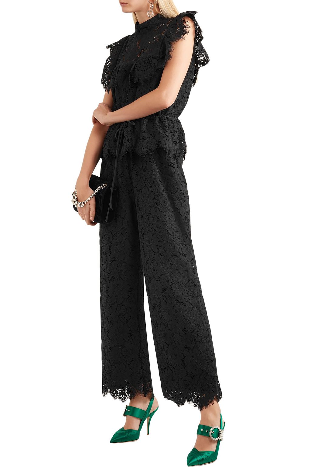 GANNI Ruffled corded lace jumpsuit
